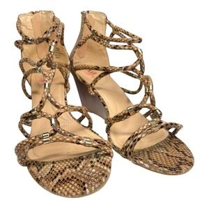 XOXO Womens 10M Wedge Sandals Snake Print Safari Mob WIfe Old Money Y2K